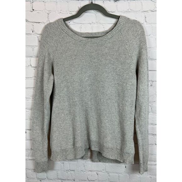 MADEWELL gray cotton blend wrap back sweater pullover size S - Picture 1 of 6